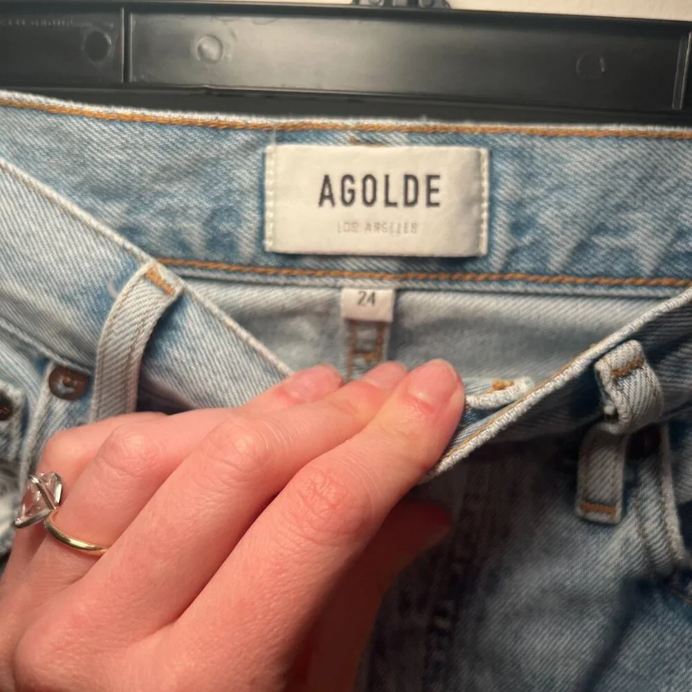Agolde Light Wash Straight Leg Jeans - Picture 5 of 7